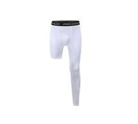 Jonscart Collant a compressione a una gamba, pantaloni lunghi da basket, sportivi, intimo intimo attivo stretto, Bianco-sinistro-lungo, M