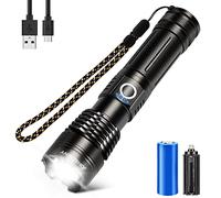 JONSDANY Torcia LED Ricaricabile 15000 Lumens, Zoomabile, IP68 Impermeabile 5 Modalità,Intervallo lungo