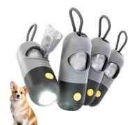 Jonuin 4 Dispenser per Sacchetti Igienici Canini a LED, dotati di Torcia, Moschettone e Sacchetti.Modello compatto per cane, perfetto per passeggiate (Nero)