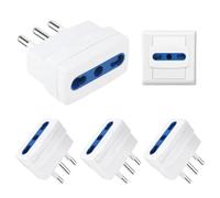 Jonuin 4 Pezzi Adattatore Riduttore Semplice Spina 16A Presa 10A, Adattatore Bipasso Spina 10A, Adattatore Bipasso Spina con Presa Bivalente 10/16A a Spina Piccola 10A Italiana (Bianco)