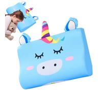 Jonuin Cuscino per Bambini, 46x26cm Cuscino Schlummerkids con Federa, Cuscino Culla in Memory Foam, Ergonomico, Traspirante per Sonno Riposo Bambini Dai 3 Anni (Unicorno blu)