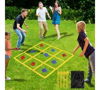 Jonuin Gioco Gigante Tic Tac Toe Tris Pieghevole 1.2m, Gioco Esterno con 10 Sacchetti per Lancio, Attività all’Aperto adatto per Giardino, Spiaggia, Campeggio, Compleanni e Riunioni Familiari