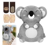 Jonuin Protezione Testa per Neonato, Cuscino Anticaduta Morbido e Traspirante, Zainetto Anticaduta Regolabile con Ginocchiere e Calze Antiscivolo, Protezione per la Testa del Bambino 6-24 Mesi(Koala)