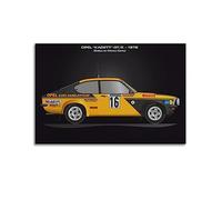 JONZA Poster decorativo su tela con auto da rally per Opel KADETT GT-E - Monte Carlo 1976, decorazione artistica per camera da letto, 50 x 75 cm