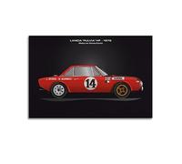 JONZA Poster vintage con auto da corsa da rally per LANCIA FULVIA HF-Monte Carlo 1972, dipinto decorativo su tela da parete e arte per camera da letto di famiglia, 30 x 45 cm