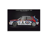 JONZA Poster vintage con auto da rally per LANCIA DELTA HF-Monte Carlo 1992, dipinto decorativo su tela, decorazione artistica da parete per camera da letto, 50 x 75 cm