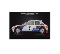 JONZA Poster vintage con auto da rally per Peugeot 205 Turbo 16 - Monte Carlo 1985 su tela, decorazione artistica da parete per camera da letto di famiglia, 30 x 45 cm