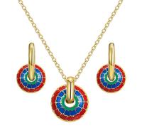 Joo&Rind Set orecchini donna collana e orecchini donna Acciaio inossidabile Delicata margherita floreale colorata collana 3Pcs set ragazza ipoallergenico, regalo donna compleanno