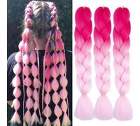jooceebaby Rosa Chiaro Extension Per Treccine Africane 24" Syntetiche Treccia Capelli Extension Ombre Jumbo Treccia Di Scatola Crochet Twist Intrecciare