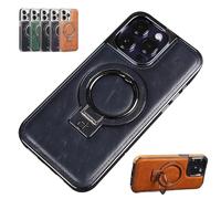 JoocLA Luxurious Leather Invisible Stand Phone Case,iPhone Case15/14/13/12 Pro Max, with Magnetic Invisible Ring Stand (Color : Blue, Size : 13)