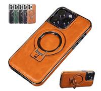 JoocLA Luxurious Leather Invisible Stand Phone Case,iPhone Case15/14/13/12 Pro Max, with Magnetic Invisible Ring Stand (Color : Brown, Size : 14 Pro max)