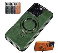 JoocLA Luxurious Leather Invisible Stand Phone Case,iPhone Case15/14/13/12 Pro Max, with Magnetic Invisible Ring Stand (Color : Green, Size : 15 Pro max)