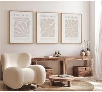 Joocrise Scripture Christian Wall Art Set of 3 Beige Bible Verses Wall Decor Neutral Psalm Canvas Wall Art Modern Pictures Flower Prints Christian Artwork for Living Room Bedroom 12x16 Inch Unframed