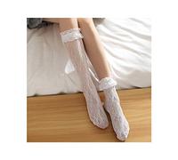 Joocyee Calze da Donna in Pizzo Floreale con cavigliera e Polsino con Volant Calze a Rete Kawaii Lolita, Calzini da Ginnastica, Bianco