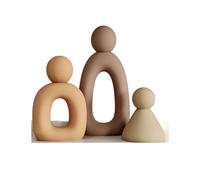 Jooehyer 3 Pezzi di Statuette Astratte di Famiglia - Set di Statuette da Collezione Minimaliste Moderne per L'Arredamento di Casa e Ufficio, Regalo di Inaugurazione della Casa