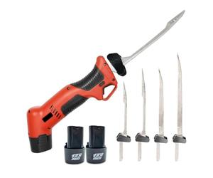 Jooehyer Coltello Elettrico Ricaricabile per Sfilettare con 4 Lame Antiaderenti In Nitruro di Titanio e 2 Batterie Ricaricabili, Spina UE