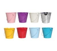 Jooehyer Piccolo Secchiello In Metallo con Manico, Mini Secchiello per Giocattoli da Spiaggia per Decorazioni per Feste, Aula, Secchiello per Riporre il Desktop, 8 Pezzi B