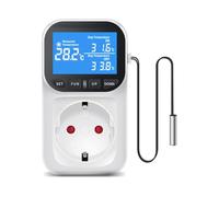 Jooehyer Presa di Corrente con Termostato Digitale con Sonda Sensore, Interruttore di Riscaldamento e Raffreddamento, Retroilluminazione, Spina UE