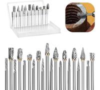 Jooehyer Set di 20 Frese In Carburo con Gambo da 1/8 Pollice Compatibili con Utensili per DremelBits per Intaglio di Pietra, Legno, Taglio, Incisione e Lucidatura