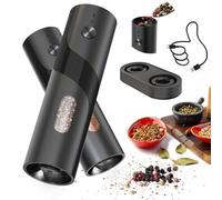 Jooehyer Set Macina Sale e Elettrico Ricaricabile, Macina Automatico con Ricarica Dall'Alto e Base di Ricarica