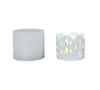 Jooehyer Stampo In Silicone per Portacandele DIY Hollow House, Portacandele, Castello, Lampada In, Decorazione per Atmosfera, Stampo B