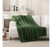 JOOJA Coperta lavorata a maglia, super morbida e calda, per divano, leggera, soffice, per letto e divano, 127 x 152 cm, verde scuro