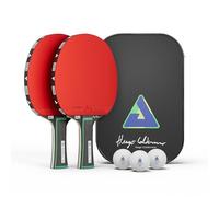 JOOLA Hugo Calderano Edge - Set di 2 racchette da ping pong + 3 palline da ping pong + custodia da ping pong - 6 pezzi
