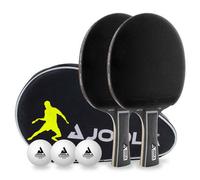 JOOLA Black Duo PRO - Set di 2 racchette da ping pong + 3 palline da ping pong + custodia da ping pong, colore nero, 6 pezzi