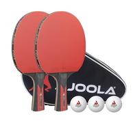 JOOLA Set da Tennis da Tavolo Duo Carbon 2 racchette da ping pong + 3 palline + 1 Borsa Portatile rosso/nero, 6 pz