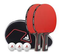 JOOLA Set da Tennis da Tavolo Duo PRO, 2 Racchette da Ping-Pong + 3 Palline + 1 Borsa Portatile, Rosso/Nero, 6 Parti
