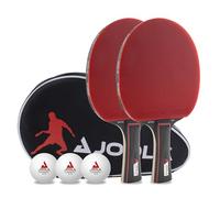 JOOLA Set da Tennis da Tavolo Duo PRO, 2 Racchette da Ping-Pong + 3 Palline + 1 Borsa Portatile, Rosso/Nero, 6 Parti