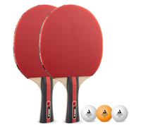 JOOLA Set de Ping Pong Rosskopf, 2 Racchetta + 3 Pale da tennis da tavolo, rosso/nero, 5pz