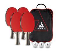 JOOLA Set Racchette Ping Pong TEAM SCHOOL con Palline e Custodia Incluse | Set racchette ping pong JOOLA, qualità scuola/club, impugnature ergonomiche, palline incluse, custodia protettiva, rosso