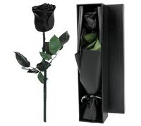 Joollurm eterni Rose Nere Regali per le Donne, Preservato Veri Fiori di Rosa con Gambo in Squisita Confezione Regalo per Ragazze Mamma Moglie San Valentino Anniversario Compleanno Matrimonio