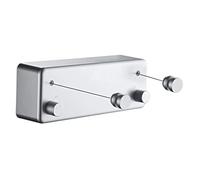 JOOM Stendibiancheria retrattile per interni, doppio, retrattile, resistente, per asciugare la linea del bucato all'aperto, montaggio a parete, in acciaio inox, 4 m, due fili (blu grigio)