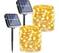 Joomer 2 Pezzi Luci Solari Esterno, 2x12m 120LED Catena Luminosa Esterno Solare, 8 Modalità Impermeabili Filo di Rame Led Lucine Esterno Energia Solare Decorative Per Giardino Albero Patio Gazebo