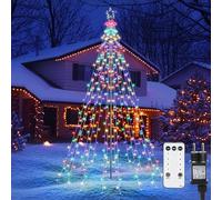 Joomer 274 LED Luci Albero di Natale con Anello e Stelle, 2.1M x 12 Luci Natale Esterno, 8 Modalità Multicolore Catena Luminosa Esterno Natalizia Decorazioni Telecomando e Timer per Prato Feste