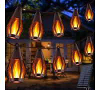 Joomer Catena Luminosa Esterno Solare, 12.3m 15LED Luci da Esterno Giardino, Luci Solari Esterno con Effetto Fiamma Tremolante Realistico IP65 Impermeabili per Gazebo Terrazzo Albero Festa