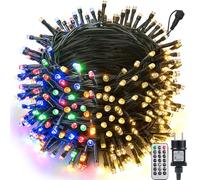 Joomer Luci di Natale da Esterno, 20M 200 LED Ghirlanda Natalizia con Luci Bianco Caldo e Colorato, Luci Albero di Natale con Controllo Remoto Colore Dimmerabile per Feste di Festival di Natale