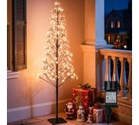 Joomer Luci di Natale da Esterno 216 LED, 1.5M Luci Albero di Natale Pieghevole con Adattatore, 2 Modalità Bianco Caldo LED Decorazione Natalizia Impermeabile con Timer per Interni Soggiorno Giardino