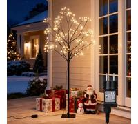 Joomer Luci di Natale da Esterno 216 LED, 1.5M Luci Albero di Natale Pieghevole con Adattatore, 2 Modalità Bianco Caldo Lampada in Filo di Rame Decorazione Natalizia Timer per Interni Soggiorno Festa