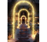 Joomer Luci di Natale da Esterno 360 LED, 1.2 x 2.3M Arco Luminoso Natale in Metallo con Adattatore, 8 Modalità Decorazioni Natalizie Luci Fatate Bianche Calde con Timer per Veranda Patio Feste