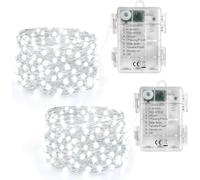 Joomer Luci Natale Batteria, 2 Pezzi 50 LED Catena Luminosa Esterno, 8 Modalità Luci led Natale Impermeabile con Timer per Interno, Albero di Natale, Giardino, Patio, Festa Decorazioni (Blanco)