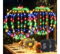 Joomer Luci Natale Esterno a Batteria, 33cm + 28cm Sfere Luminose a LED di Natale, 8 Modalità Luci Esterne Natalizie in Metallo Pieghevoli per Decorazioni Festa Interni (144+120 LED, Multicolore)