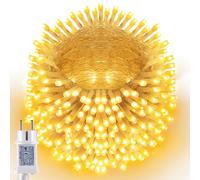 Joomer Luci Natale Esterno Bianco Caldo, 20M 200LED Luci Albero di Natale Adattatore, 8 Modalità Catena Luminosa Esterno Natalizia Decorazioni Timer Collegabile Impermeabile per Balcone Albero Festa