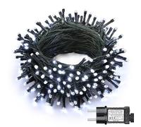 Joomer Luci Natale Esterno Bianco Freddo, 10M 100LED Luci Albero di Natale Adattatore, 8 Modalità Catena Luminosa Esterno Natalizia Decorazioni Timer Collegabile Impermeabile per Balcone Albero Festa