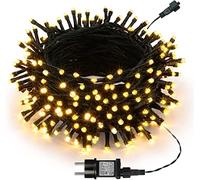 Joomer Luci Natale Esterno con Adattatore, 20M 200 LED Luci Albero di Natale, 8 Modalità Illuminazione Natalizia Da Esterno Impermeabile per Natale, Halloween, Festa, Cortile, Casa(Bianco Caldo)