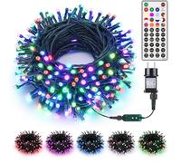 Joomer Luci Natale Esterno con Adattatore, 20M 200LED Luci Albero di Natale Impermeabili, RGB LED Luci Natale Colore Regolabile con Timer Telecomando Per Decorazioni Natale Giardino Festa