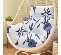 joomie Cuscino impermeabile di ricambio per sedia a uovo, 119 x 79 x 13 cm, spesso, da appendere, per interni ed esterni, in vimini e rattan, cuscino con poggiatesta, blu incantatrice