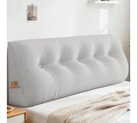 joomie Grande cuscino triangolare a cuneo per leggere e riposare, cuscino per testiera del letto, cuscino di supporto per il posizionamento dello schienale, con fodera rimovibile (queen size, grigio